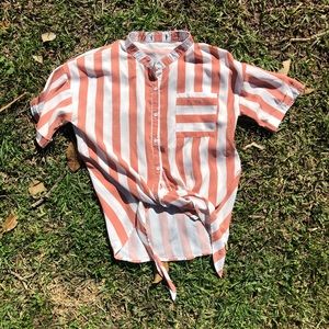 Button up vintage tie knot blouse